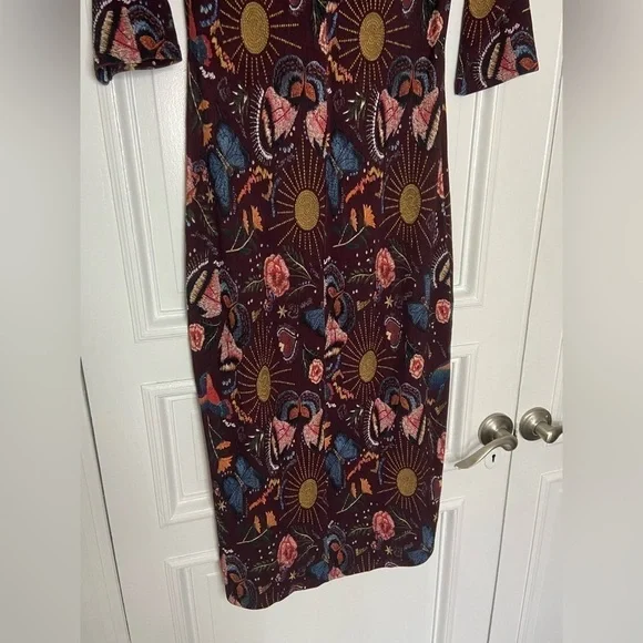 Lez A Lez Brazil Garden Burgundy Red Midi Dress Colorful Knit Dark Cottagecore - Picture 11 of 15